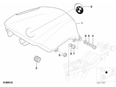 Fuel tank/attaching parts 