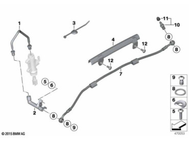 Brake line, rear, without ABS 